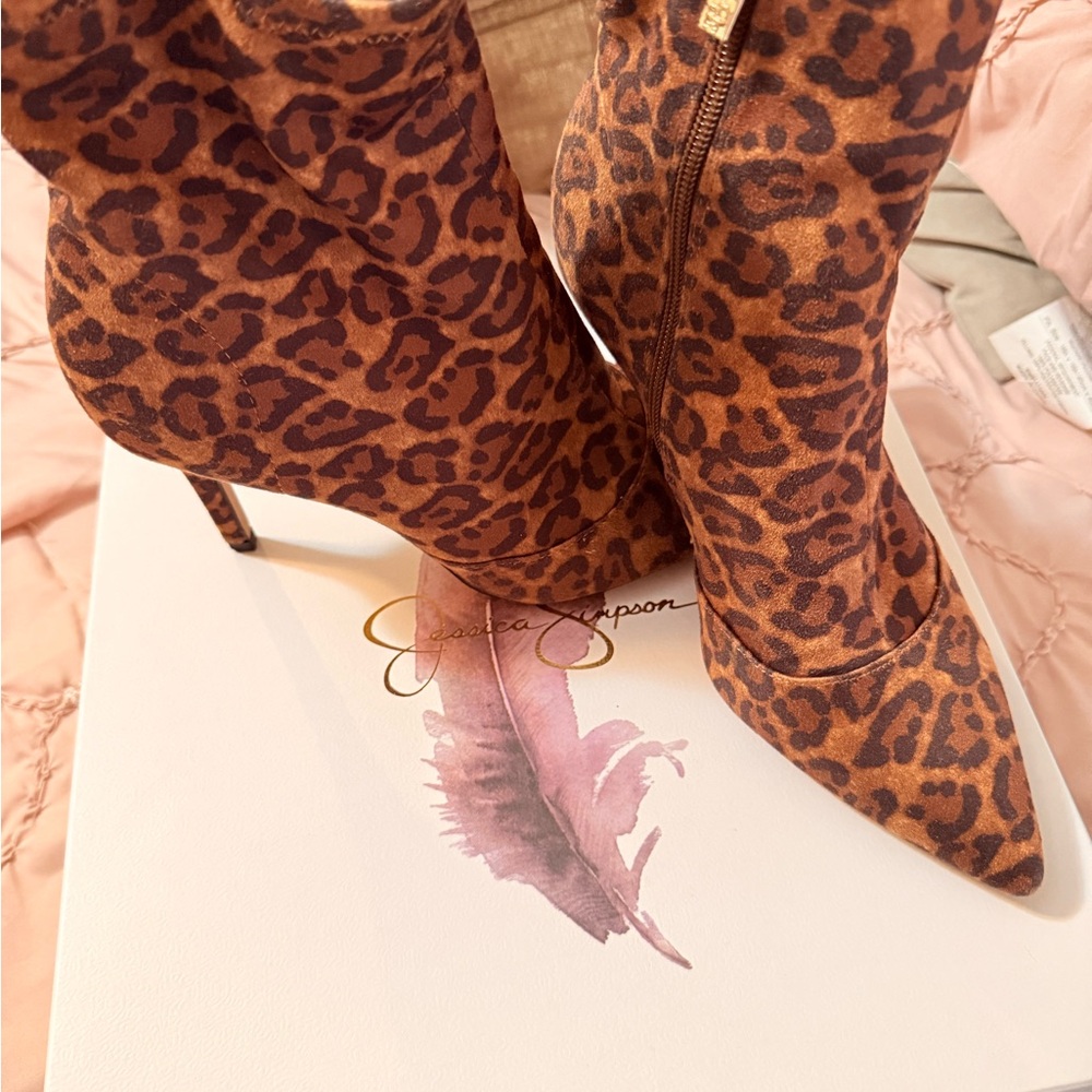 Jessica Simpson Brown Leopard Print Bootie